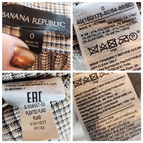 Banana Republic Metallic Plaid Pleated Midi Maxi Skirt Black Bronze White Size 0 - Picture 6 of 17